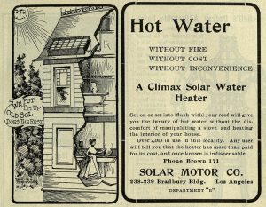 آگهی تبلیغاتی آبگرمکن خورشیدی مربوط به صد سال پیش 1920